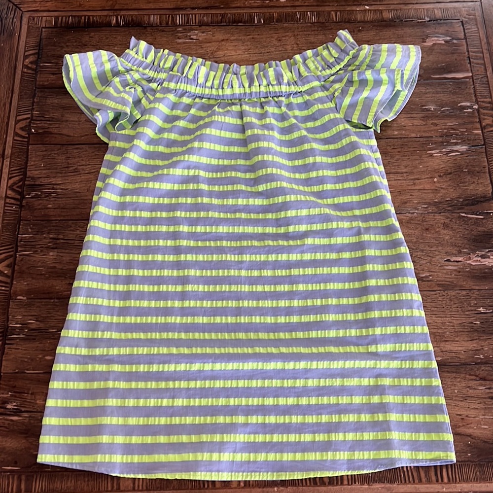 Anthropologie Coreylynncalter Neon/Grey Striped Dress